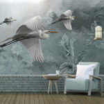 Papier peint Groupe d'oiseaux volant dans le ciel