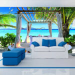 Papier peint Table dressée sur une plage