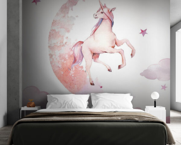 Licorne sur la lune Papier peint Licorne sur la lune