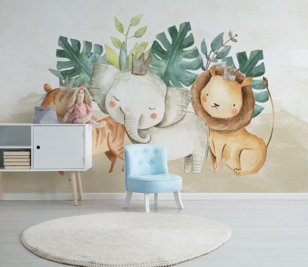 Groupe d'animaux avec des couronnes Papier peint Groupe d'animaux avec des couronnes