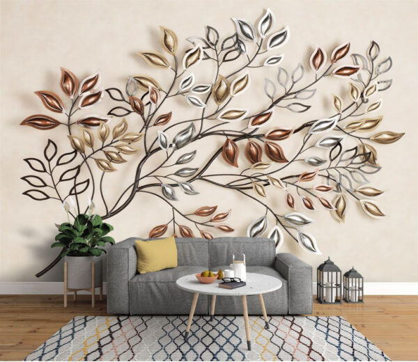 Arbre en métal avec feuilles Papier peint Arbre en métal avec feuilles
