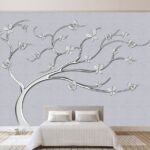 Papier peint Arbre avec papillons