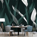 Papier peint Les feuilles tropicales créent un motif élégant.