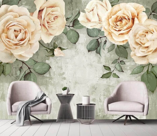 Roses élégantes sur fond texturé Papier peint Roses élégantes sur fond texturé