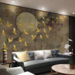 Papier peint Oiseau jaune volant dans les airs