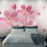 Papier peint Groupe de fleurs roses