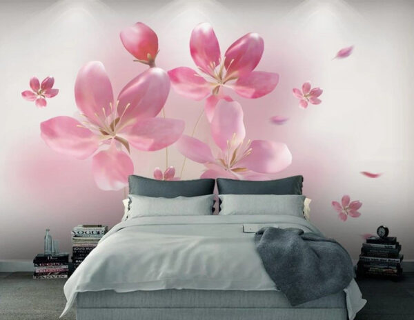 Groupe de fleurs roses Papier peint Groupe de fleurs roses