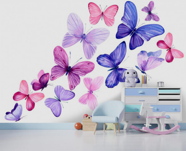 De gracieux papillons aux teintes délicates dansent Papier peint De gracieux papillons aux teintes délicates dansent