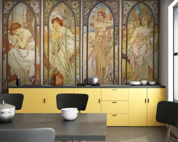 Groupe de femmes dans le style art nouveau Papier peint Groupe de femmes dans le style art nouveau