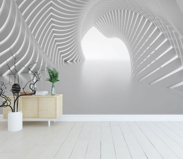 Spirale architecturale blanche futuriste Papier peint Spirale architecturale blanche futuriste