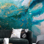 Papier peint Peinture bleue et orange