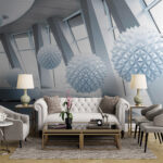 Papier peint Boules blanches au plafond