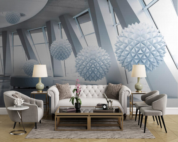 Boules blanches au plafond Papier peint Boules blanches au plafond