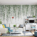 Papier peint Papillon et vignes avec feuilles