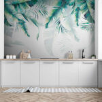 Papier peint Feuilles tropicales peintes à l'aquarelle
