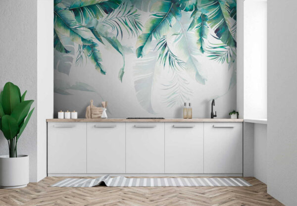 Feuilles tropicales peintes à l'aquarelle Papier peint Feuilles tropicales peintes à l'aquarelle