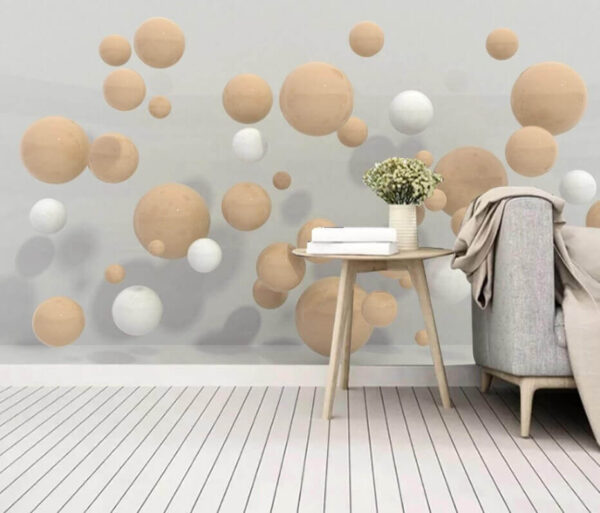 Papier peint Groupe de sphères blanches et brunes