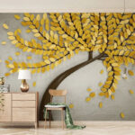 Papier peint Arbre à feuilles jaunes