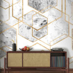 Papier peint Élégant motif hexagonal en marbre