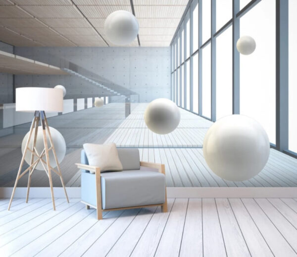 Boule blanche sur un plancher en bois Papier peint Boule blanche sur un plancher en bois