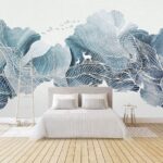 Papier peint Dessin d'un paysage avec des oiseaux