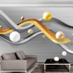 Papier peint Boule blanche sur une surface grise