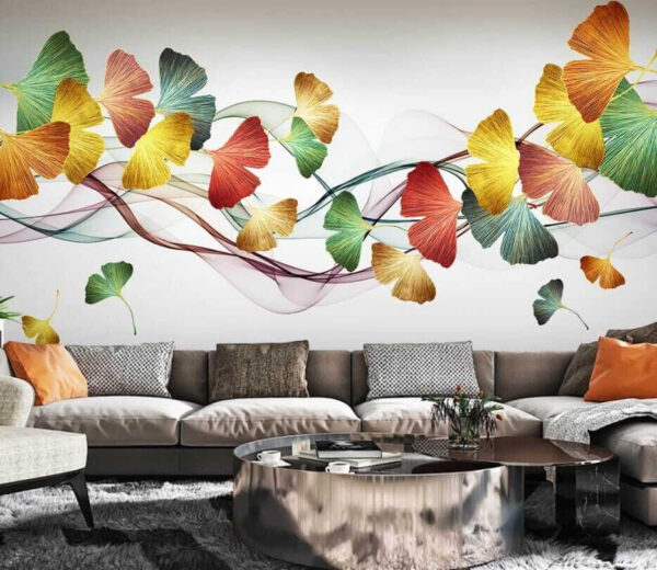 Les feuilles colorées dansent en harmonie Papier peint Les feuilles colorées dansent en harmonie