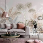 Papier peint Feuilles tropicales dans des tons sourds