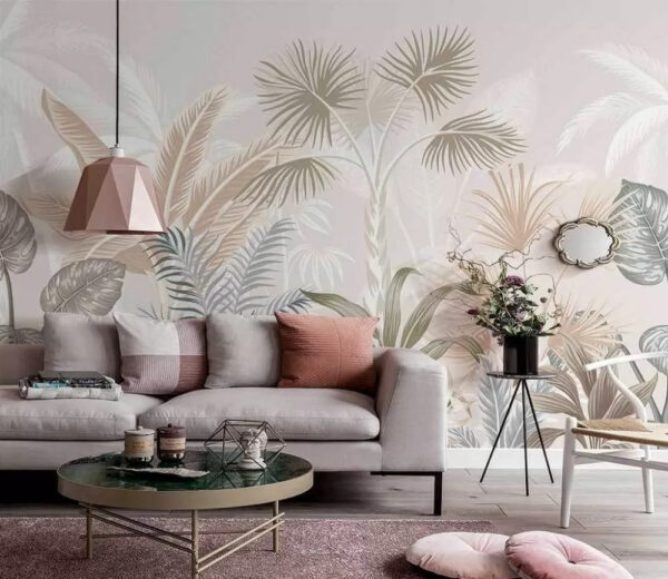 Feuilles tropicales dans des tons sourds Papier peint Feuilles tropicales dans des tons sourds