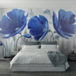 Papier peint Fleurs bleues éclatantes en pleine floraison.