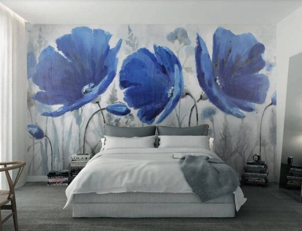 Fleurs bleues éclatantes en pleine floraison Papier peint Fleurs bleues éclatantes en pleine floraison