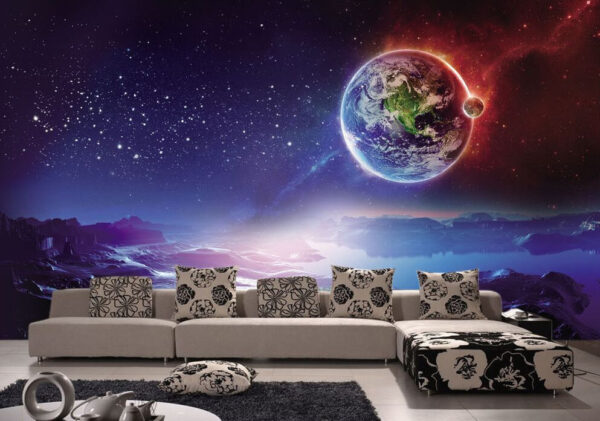 Paysage extraterrestre sous la nuit étoilée Papier peint Paysage extraterrestre sous la nuit étoilée