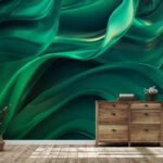 Papier peint Tissu vert avec plis