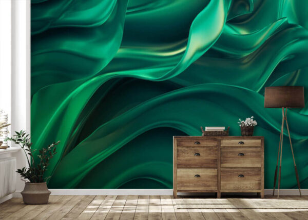 Tissu vert avec plis Papier peint Tissu vert avec plis