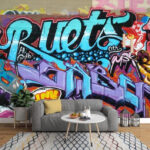 Papier peint Des graffitis urbains aux couleurs éclatantes