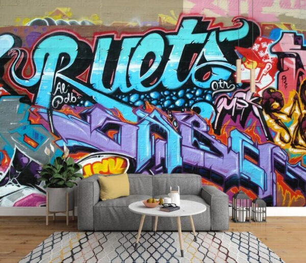 Des graffitis urbains aux couleurs éclatantes Papier peint Des graffitis urbains aux couleurs éclatantes