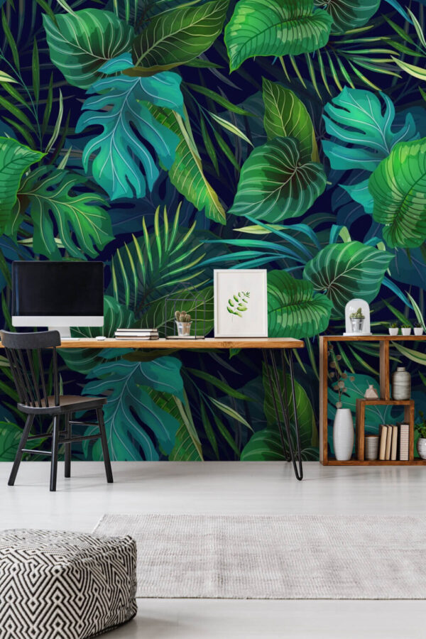 Un feuillage de jungle vibrant d'harmonie Papier peint Un feuillage de jungle vibrant d'harmonie