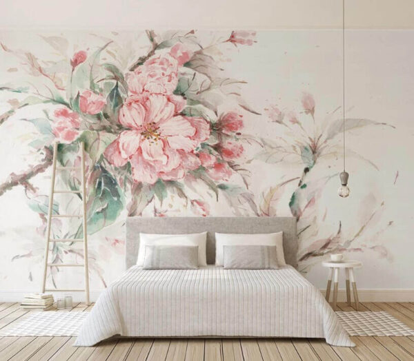 Peinture de fleurs roses Papier peint Peinture de fleurs roses