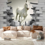Papier peint Le cheval blanc court