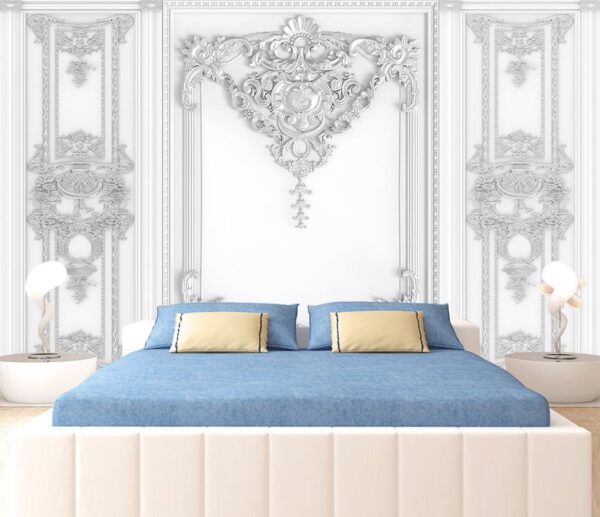 Mur blanc avec motifs ornés Papier peint Mur blanc avec motifs ornés