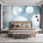 Papier peint Boules blanches en spirale