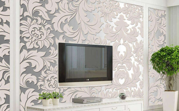 Motif floral blanc et gris Papier peint Motif floral blanc et gris