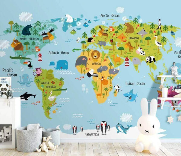 Carte de l'Afrique avec des animaux Papier peint Carte de l'Afrique avec des animaux