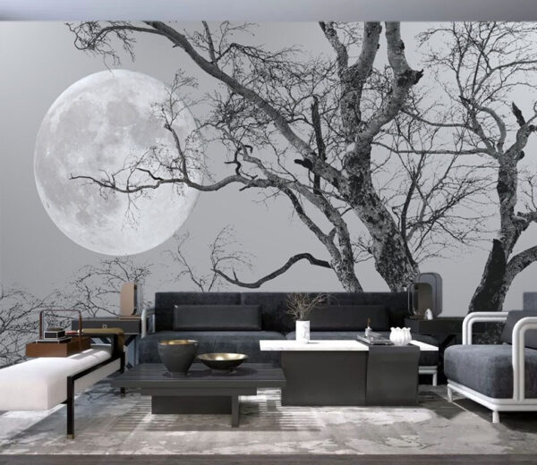 La lune dans le ciel Papier peint La lune dans le ciel