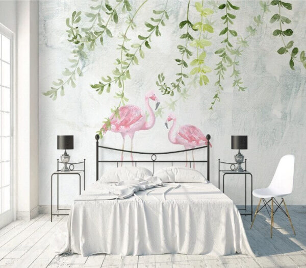 Aquarelle d'un flamant rose Papier peint Aquarelle d'un flamant rose