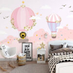 Papier peint Wall murals Cartoon of hot air balloons in the sky