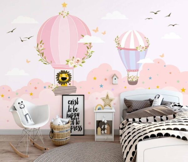 Wall murals Cartoon of hot air balloons in the sky Papier peint Wall murals Cartoon of hot air balloons in the sky