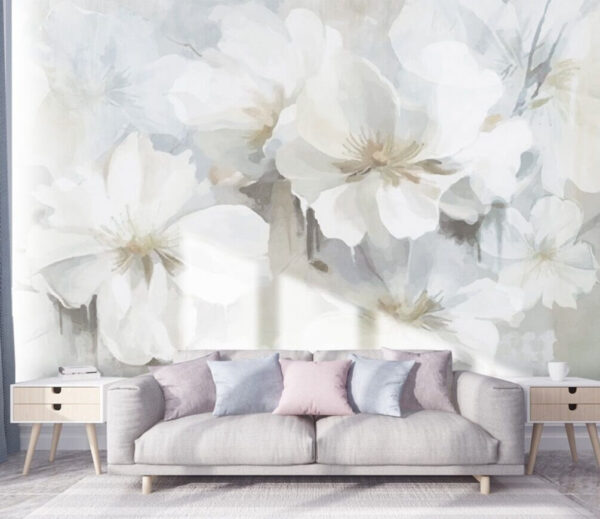 Fleurs délicates sur toile souple Papier peint Fleurs délicates sur toile souple