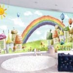 Papier peint Arc-en-ciel au-dessus d'une maison