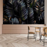 Papier peint Groupe de feuilles noires